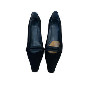 Stuart Weitzman Women's black vintage Suede 90s Pointed Pump Shoes Size 6.5
